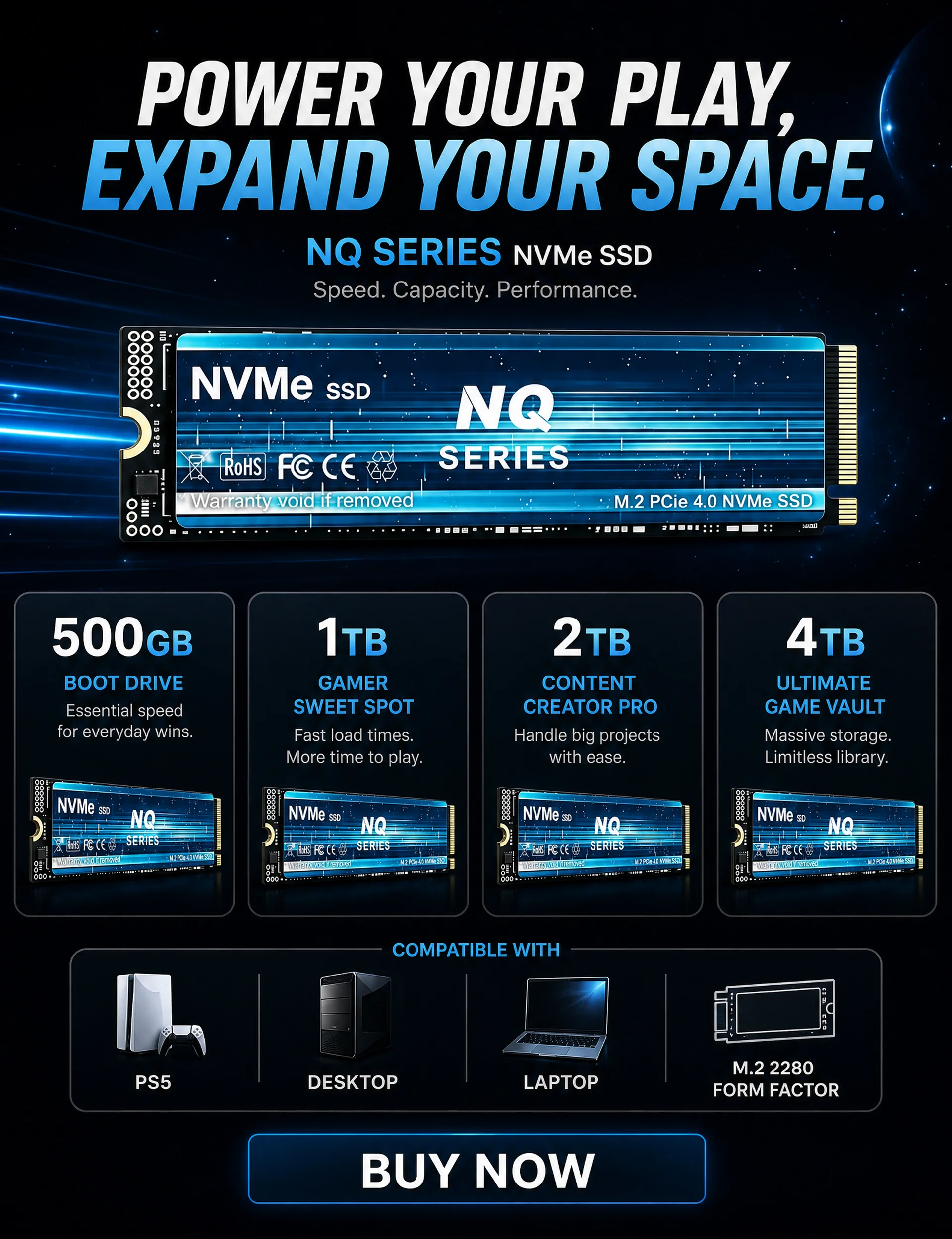 Internal Drive NQ Series NVMe  - M.2 Nvme 4Tb Pcie 4.0 Ssd 评论和价格